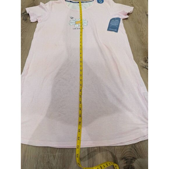 Life Is Good Pink Daisy Bee Nightgown Women’s L Striped Sleep Shirt NWT - Picture 7 of 12